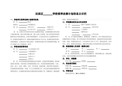 学生营养改善计划公示栏表样