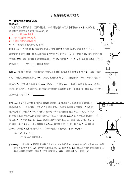 北京中考初中物理力学压轴题总结归类