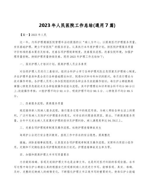 2023年人民医院工作总结(通用7篇)