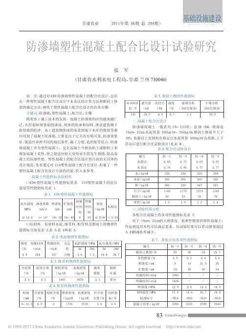 防渗墙塑性混凝土配合比设计试验研究_张军