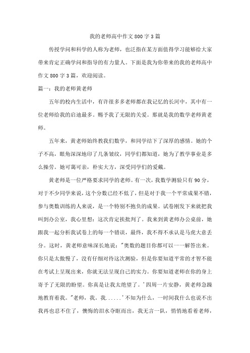 我的老师高中作文800字3篇