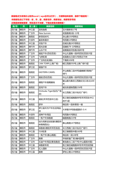 2020新版四川省德阳市户外用品工商企业公司商家名录名单联系电话号码地址大全45家