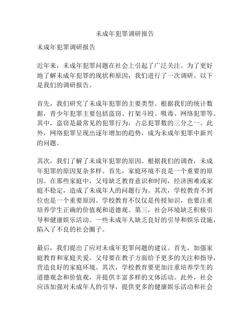 未成年犯罪调研报告