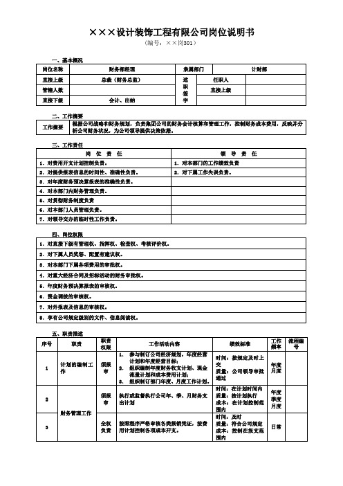 装饰工程公司岗位说明书