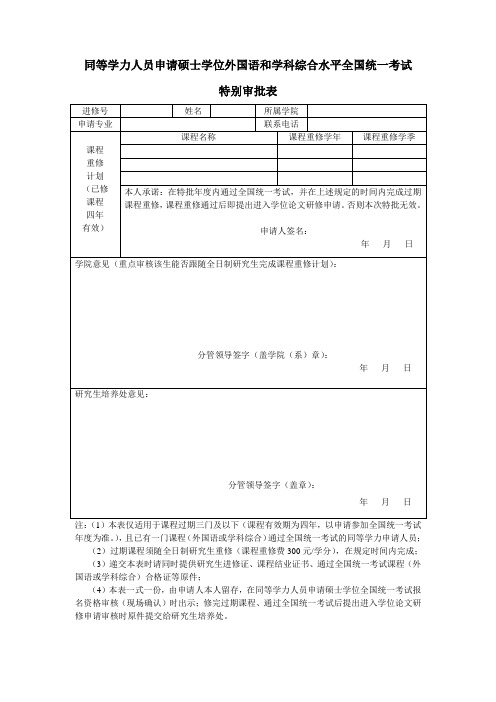 同等学力人员申请硕士学位外国语和学科综合水平全国统一考试