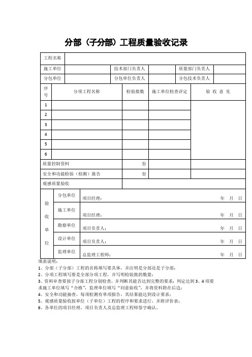 【工程文档】分部(子分部)工程质量验收记录 (2)