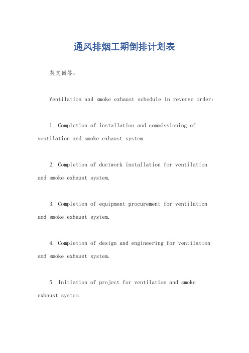 通风排烟工期倒排计划表