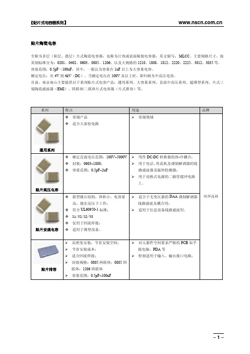 片式电容器选型概要