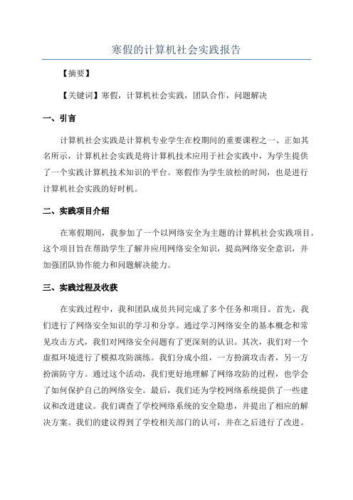 寒假的计算机社会实践报告