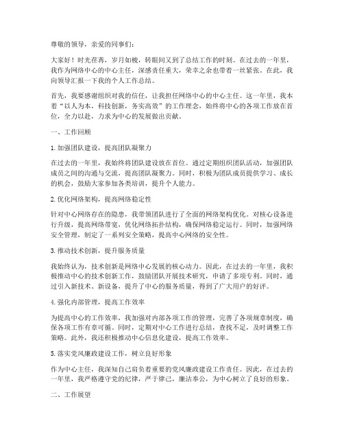 网络中心主任个人工作总结