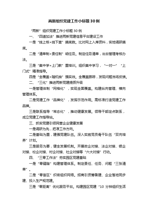 两新组织党建工作小标题30例