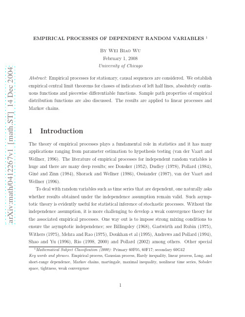 Empirical processes of dependent random variables