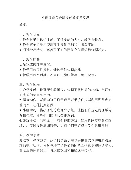 小班体育我会玩皮球教案及反思