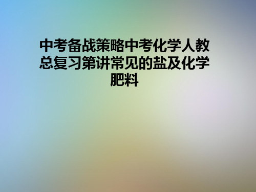 中考备战策略中考化学人教总复习第讲常见的盐及化学肥料