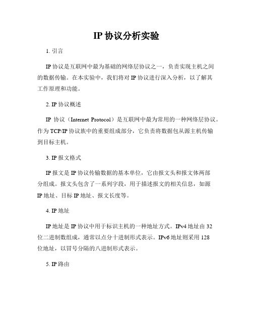 IP协议分析实验