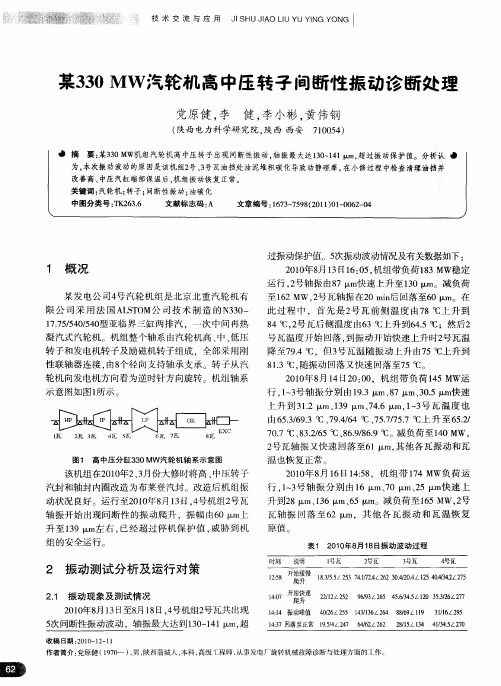 某330 MW汽轮机高中压转子间断性振动诊断处理