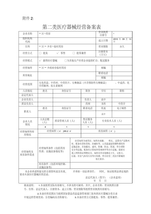  二类医疗器械经营备案(零售)