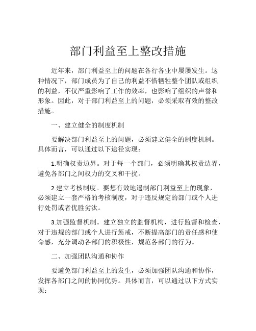 部门利益至上整改措施