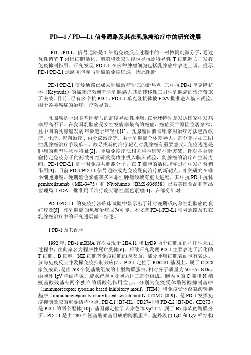 PD—1／PD—L1信号通路及其在乳腺癌治疗中的研究进展