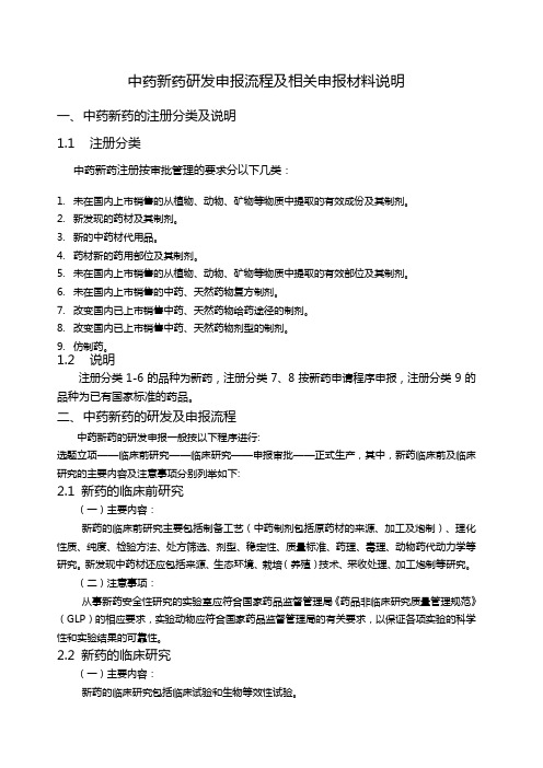 中药新药研发申报流程及相关材料说明