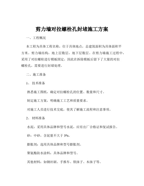 剪力墙对拉螺栓孔封堵施工方案