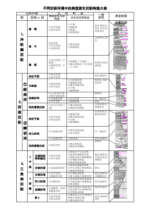 沉积构造：不同沉积环境中的典型原生沉积构造