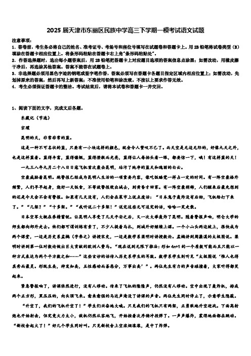 2025届天津市东丽区民族中学高三下学期一模考试语文试题含解析