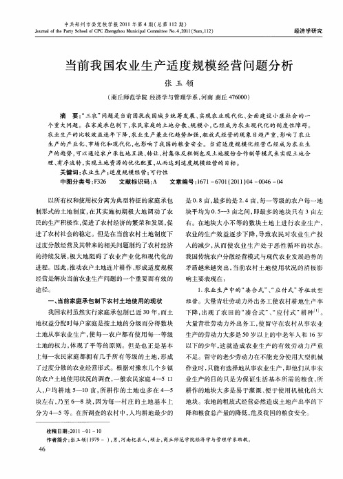 当前我国农业生产适度规模经营问题分析