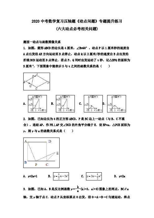 2020中考数学复习压轴题《动点问题》专题提升练习%28六大动点必考相关问题%29(无答案)