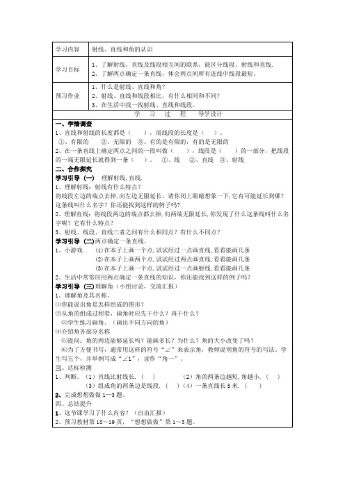 射线、直线和角的认识