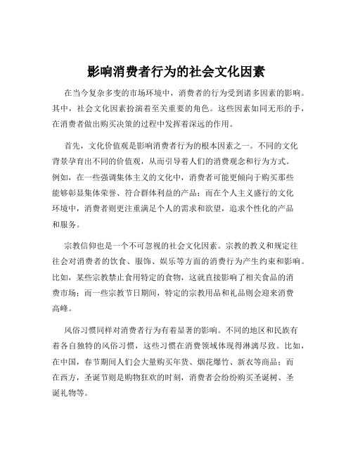 影响消费者行为的社会文化因素