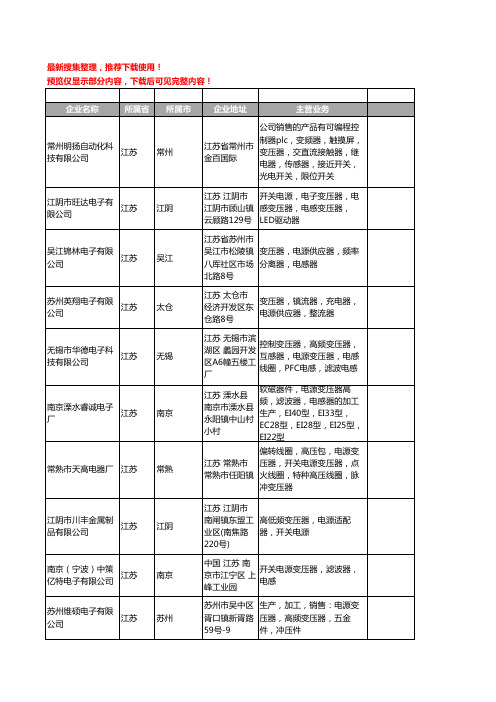 新版江苏省电源变压器工商企业公司商家名录名单联系方式大全513家