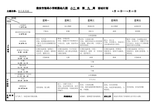 小班第9周周计划