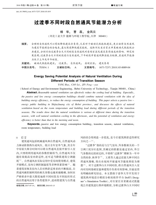 过渡季不同时段自然通风节能潜力分析