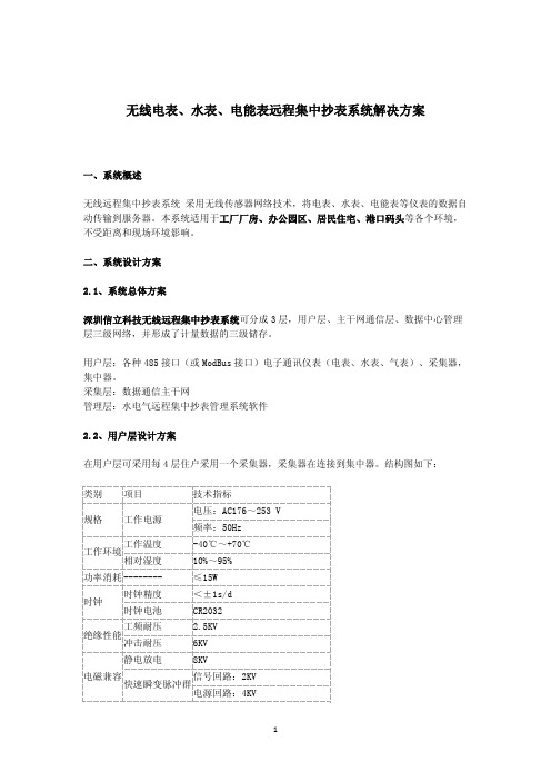 无线电表 水表 电能表远程集中抄表系统解决方案