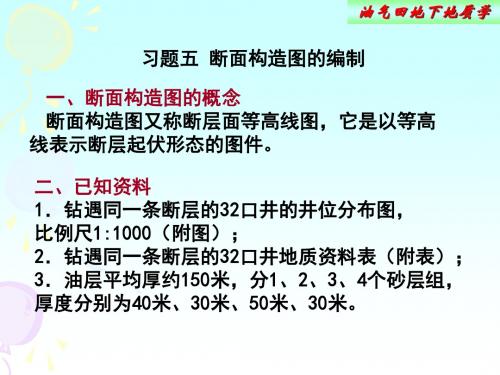 油气田地下地质学断面构造图的编制