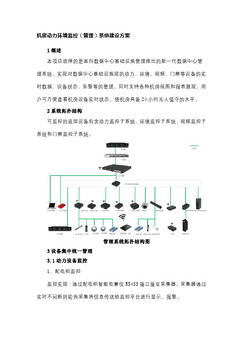 机房动力环境监控(管理)系统建设方案