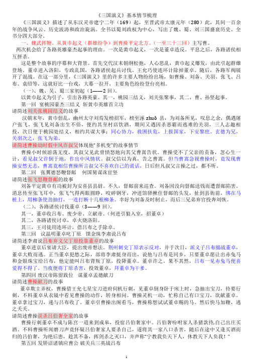 三国演义基本情节梳理