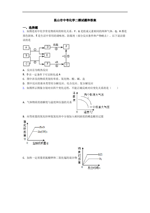 昆山市中考化学二模试题和答案