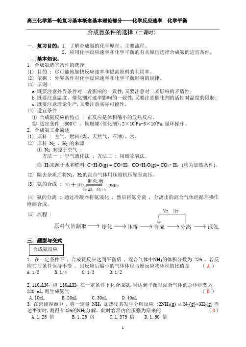 高三化学第一轮复习(基本概念 基本理论部分)11合成氨