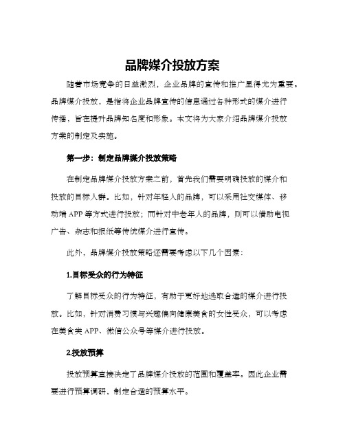 品牌媒介投放方案