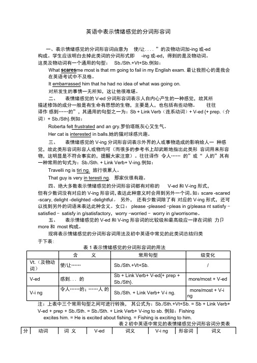 谈谈初中英语中表示情绪感觉的分词形容词