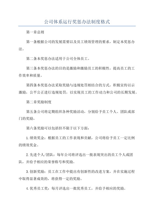 公司体系运行奖惩办法制度格式