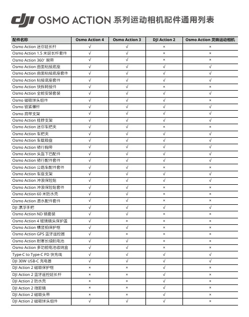 Osmo Action 4 - DJI Osmo Action 系列运动相机配件通用列表 v1