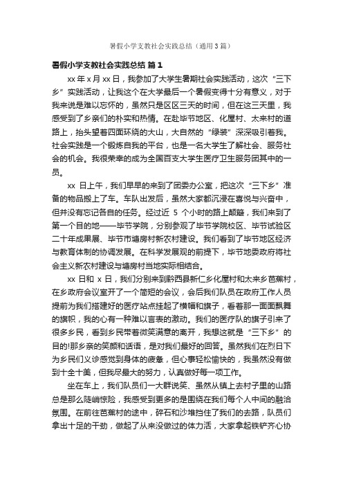 暑假小学支教社会实践总结（通用3篇）