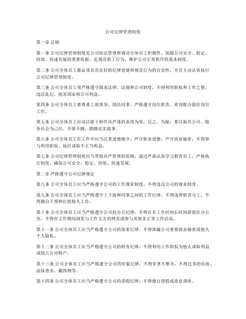 公司纪律管理制度