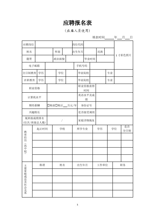 应聘报名表