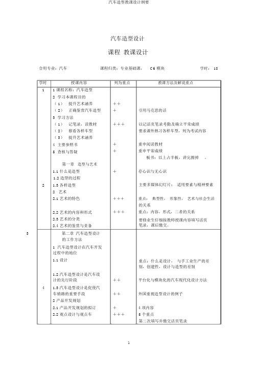 汽车造型教案概要