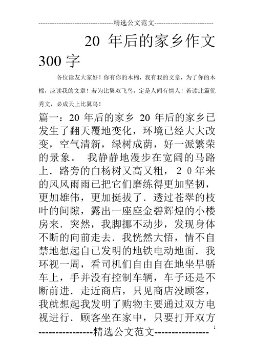 20年后的家乡作文300字