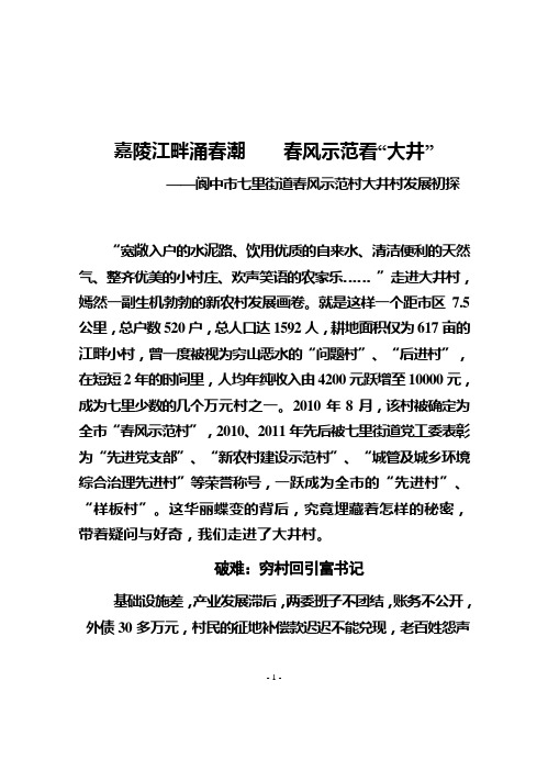 嘉陵江畔涌春潮 春风示范看“大井”